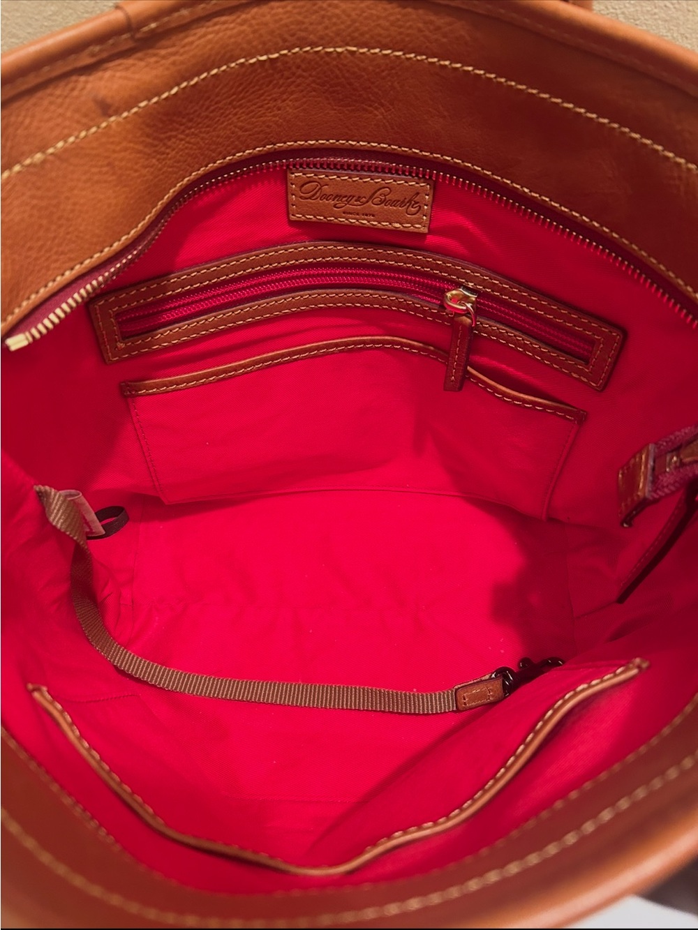 Dooney & Bourke Tan Leather Tote with Front Zip - Picture 4 of 6